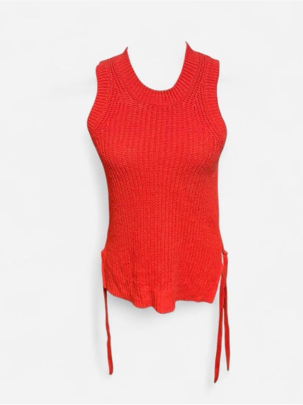 Red Knit Sleeveless Tank Top